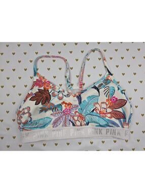 Victorias Secret Pink Floral Sports Bra XL Bralette Bra Top Tank